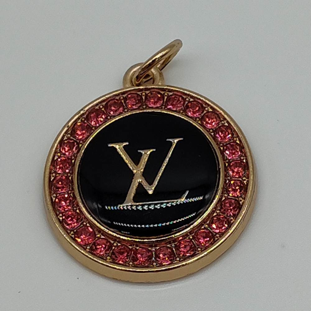LOUIS VUITTON Pink Rhinestone Medallion Zipper Pull Charm